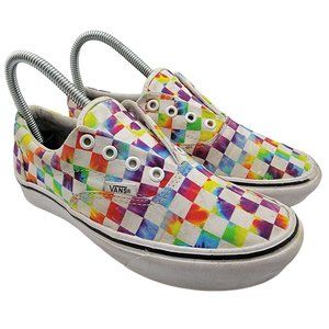 Vans Comfy Cush Checkered Rainbow Tie Dye Skate Shoes Women Size 6 Multicolor